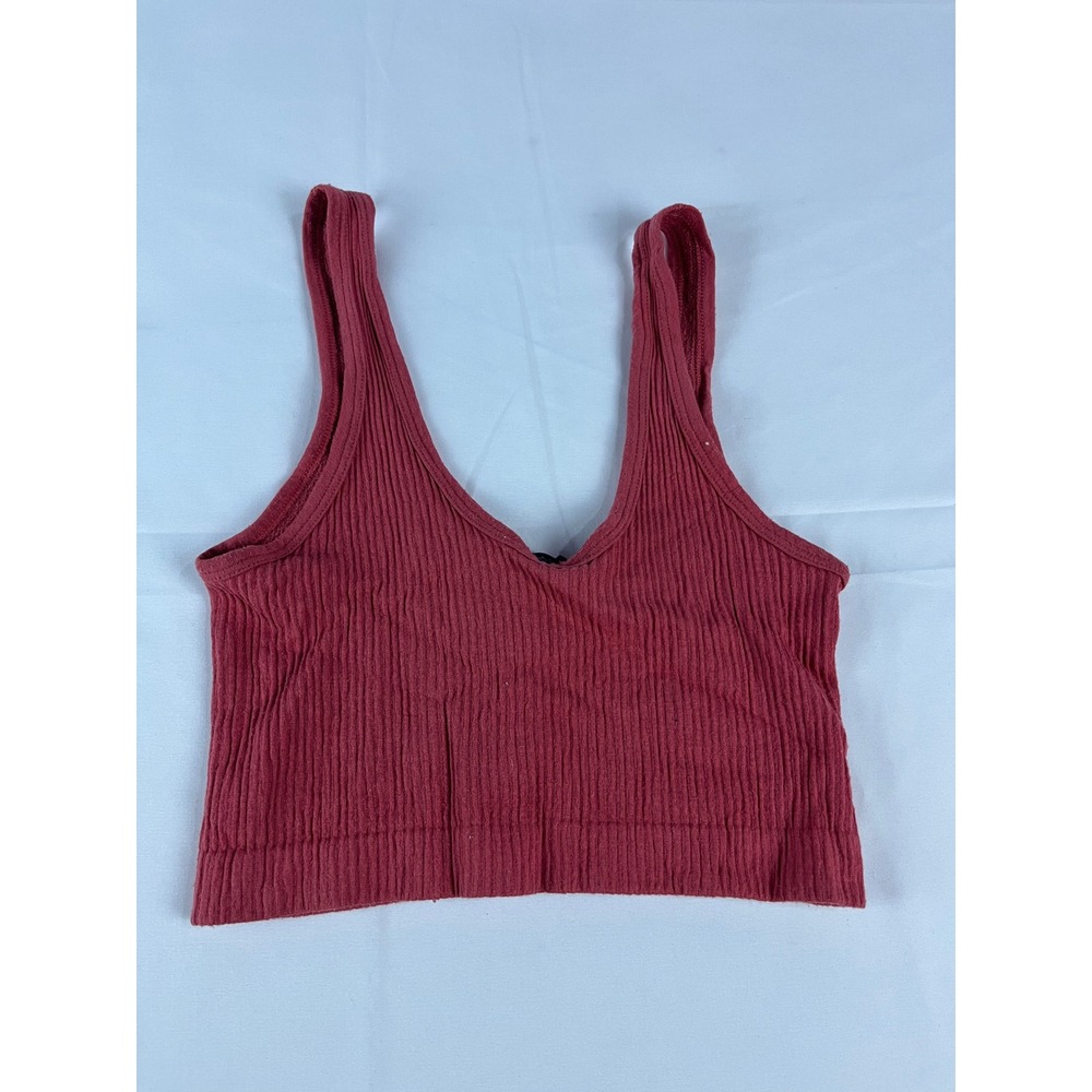 Urban Outfitters Out From Under Ribbed Snap Button Crop Tank Top Red XS‎ - Picture 6 of 8